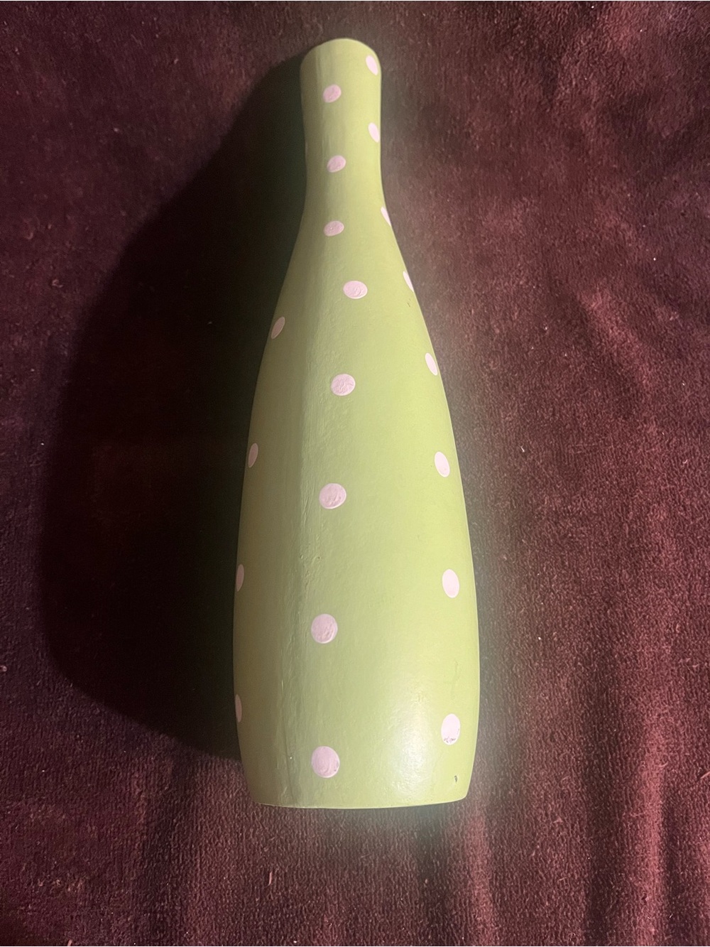 Hobby Lobby Green Bottle Vase with Pink Polka Dots